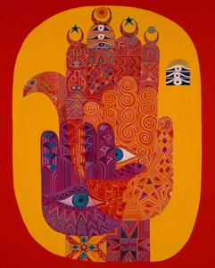 Amulets，1992（画布上的丙烯酸） 作者 莱拉·沙瓦（Laila Shawa）